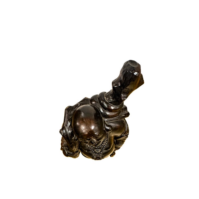 Early 20th Century Laughing Buddha Carved Rosewood Sculpture For Sale In Portland, OR - Image 6 of 16