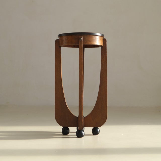 Dutch Amsterdam School Art Deco Sculptural Table on Ball Feet, 1920s For Sale - Image 6 of 18