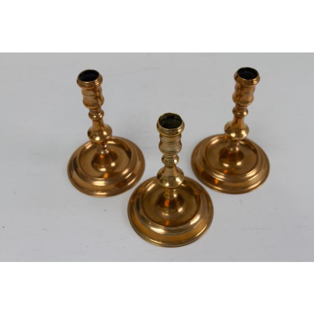 Metal Antique Danish Brass Candlesticks from Næstved, 1780s, Set of 3 For Sale - Image 7 of 14
