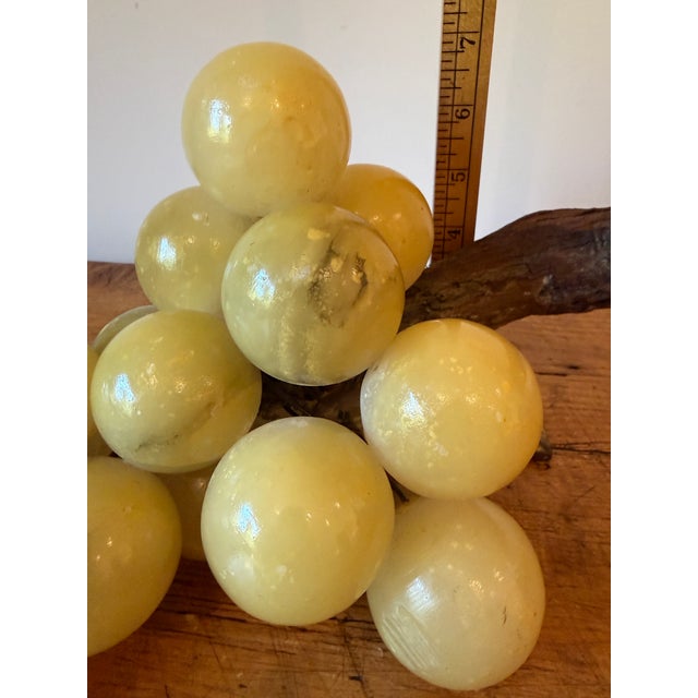Wood Vintage Italian Alabaster Grape Cluster, Extra Large, Wood/Vine Stem For Sale - Image 7 of 13