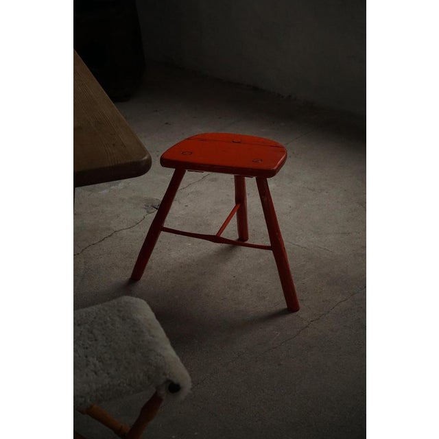 Red Painted Wooden Stools with Splayed Legs, 1950s-1960s, Set of 2 For Sale - Image 14 of 18