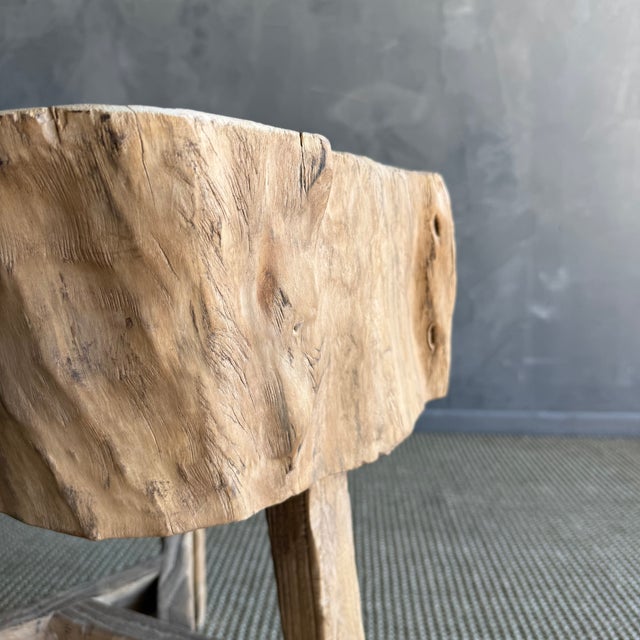Vintage Elm Wood Chop Block Table For Sale In Los Angeles - Image 6 of 9