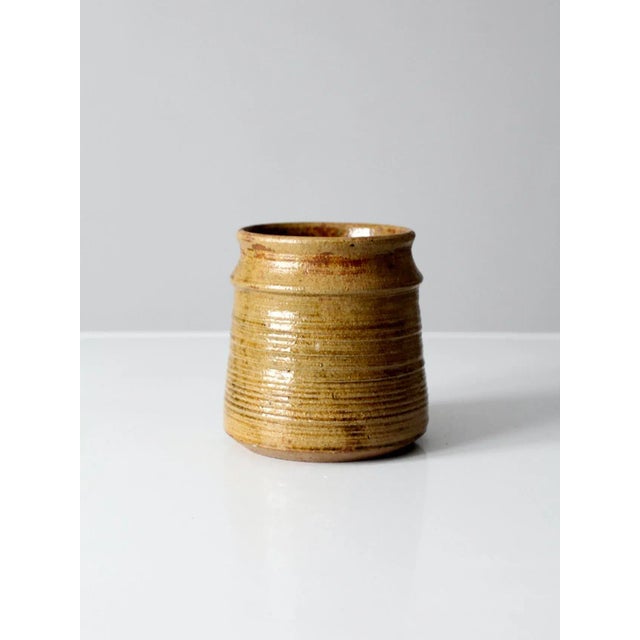 Tan Vintage Signed Studio Pottery Vase For Sale - Image 8 of 8