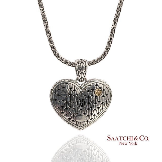 Early 21st Century John Hardy 22k Yellow Gold and Sterling Silver Heart Pendant Necklace For Sale - Image 5 of 14