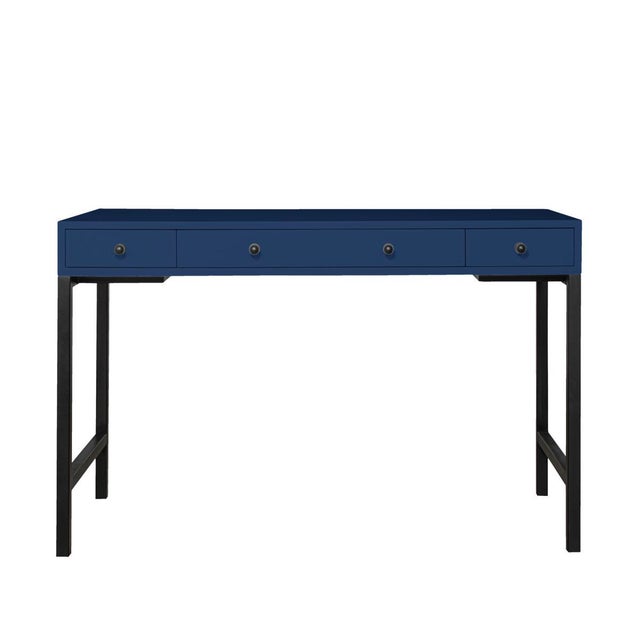 David Francis Maple Writing Desk - Light Blue For Sale - Image 4 of 8