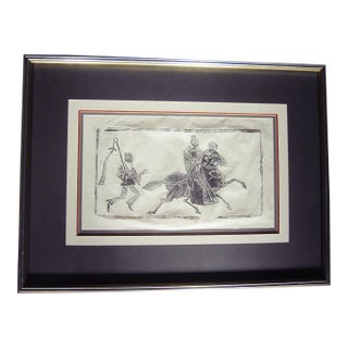 MidC Framed Chinese Rice Paper Stone Rubbing For Sale