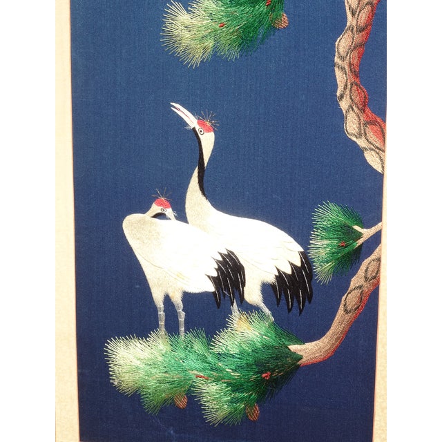 Vintage Oriental Asian Silk Embroidered Eight Panel Screen Room Divider For Sale - Image 12 of 18