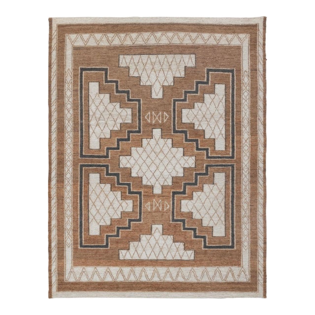 12x15Ft.Brown Cream Grey Jute Taureg Inspired Soumek Jute Hand Woven Rug For Sale