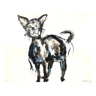 Martha Holden "Black Cat" Contemporary Ink Drawing For Sale