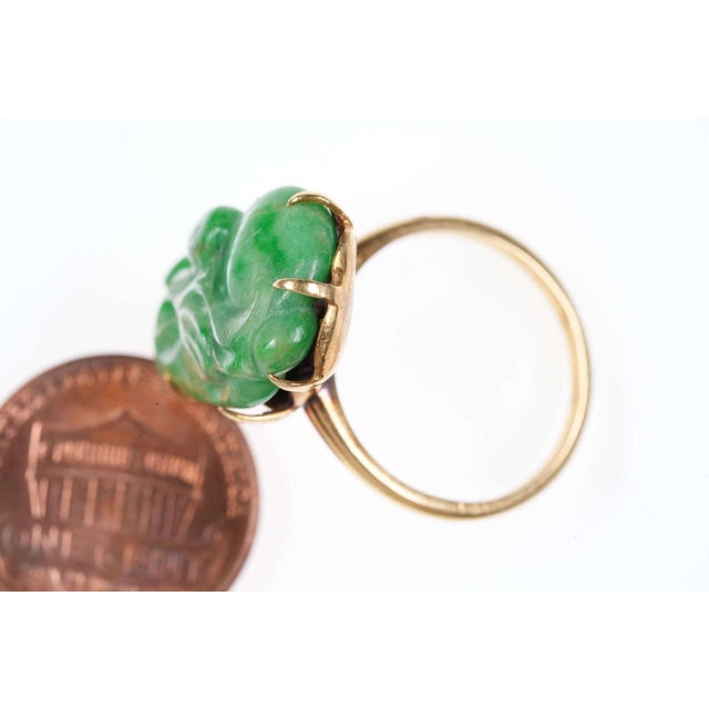 sz7 Antique Chinese 18k gold Jadeite ring For Sale In Austin - Image 6 of 7