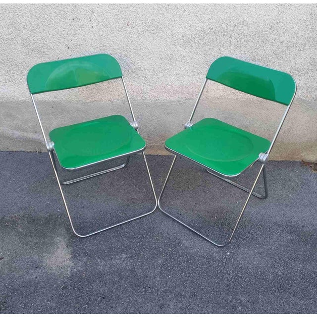 Castelli Mid-Century Modern Folding Plia Chairs by Giancarlo Piretti for Anonima Castelli, Italy, 1970s, Set of 2 For Sale - Image 4 of 13