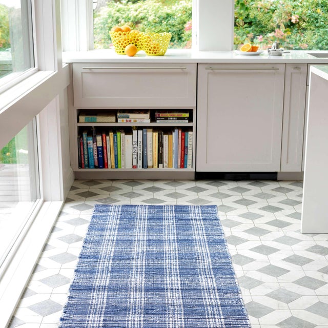Contemporary Dash & Albert by Annie Selke Denim Plaid Woven Cotton Rug, 7' 6" x 9' 6" For Sale - Image 3 of 4