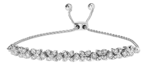 .925 Sterling Silver 1/4 Cttw Diamond Marquise Shaped Link 4"-10" Adjustable Bolo Bracelet (I-J Color, I1-I2 Clarity)