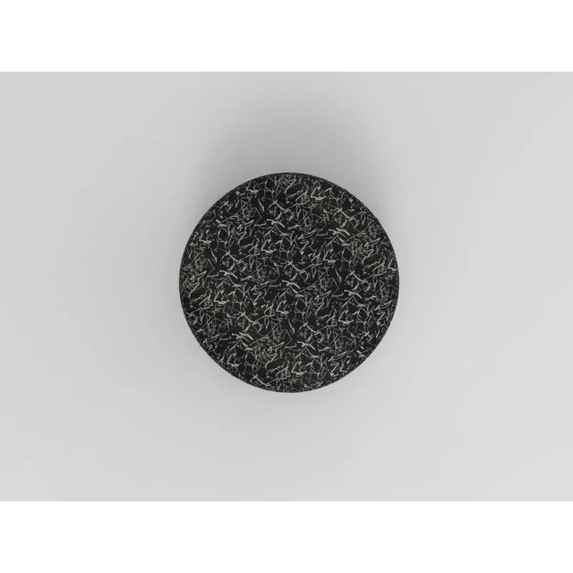 Cassette Pouf in Kirkby Design Scribble Noir Fabric and Smoked Oak by Alter Ego for Collector For Sale - Image 4 of 5