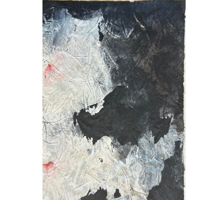 Mid 20th C. Color Saturated Mixed Media Abstract Floral Still Life on Fibrous Hand Made Paper c.1970 For Sale - Image 10 of 12