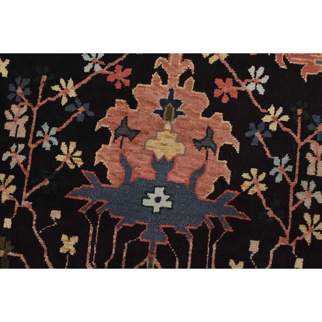 2000 - 2009 Heriz Rug 5’10” X 8’9” Black Wool Vintage Traditional Hand-Knotted Carpet For Sale - Image 5 of 15