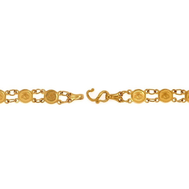 24k Yellow Gold Queen's Head Mini Coin Link Bracelet For Sale - Image 4 of 5