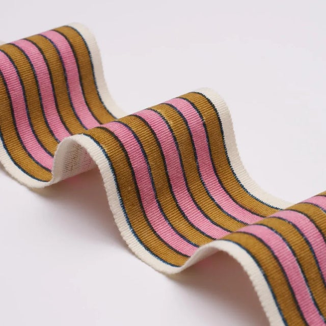 Contemporary SAMPLE - Schumacher x Molly Mahon Arya Stripe Hand Block Trim In Gold For Sale - Image 3 of 4