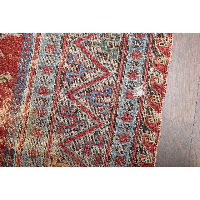 Mid 19th Century 19th Century Worn Antique Zabihi Collection Caucasian Soumac Flatweave - 5'4" x 6'2" For Sale - Image 5 of 9