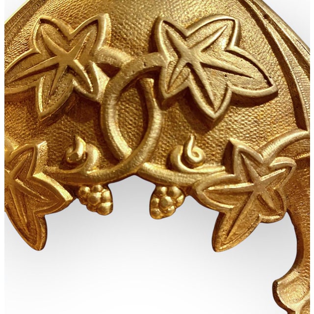 Pr. Antique French Art Nouveau Gilt Brass Alter Candlesticks For Sale - Image 16 of 17