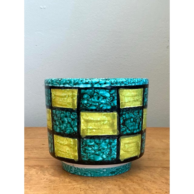 Vintage Italian Checkerboard Ceramic Cache Pot For Sale - Image 11 of 12