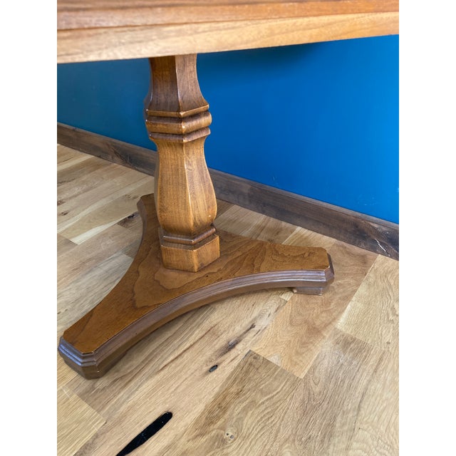 Brown Vintage Hexagonal Wood & Glass Accent Table With Carved Top For Sale - Image 8 of 10