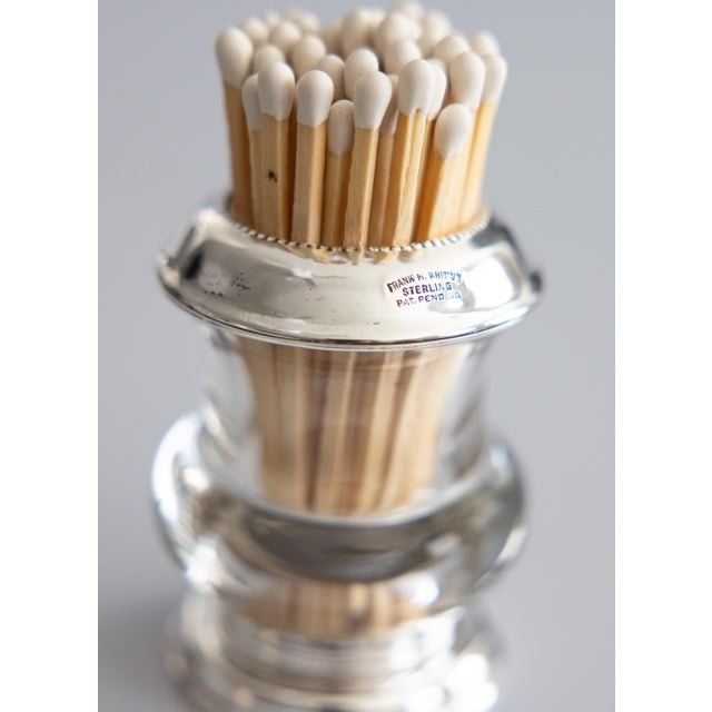 1930s Vintage Sterling Silver & Glass Match Striker Holder For Sale - Image 5 of 9
