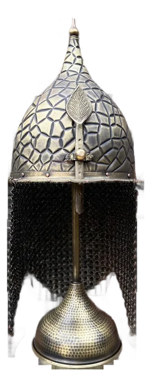 Geometric Engraved Helm With Chainmail