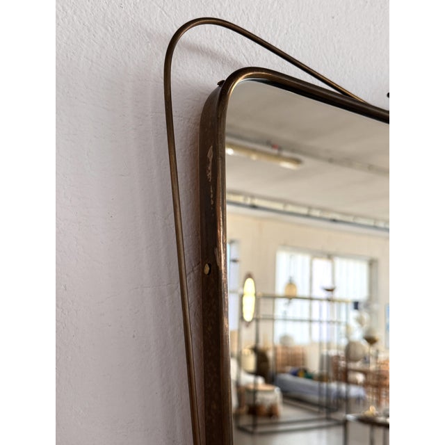 Large Mid-Century Italian Wall Mirror with Brass Frame, 1950s For Sale - Image 9 of 18