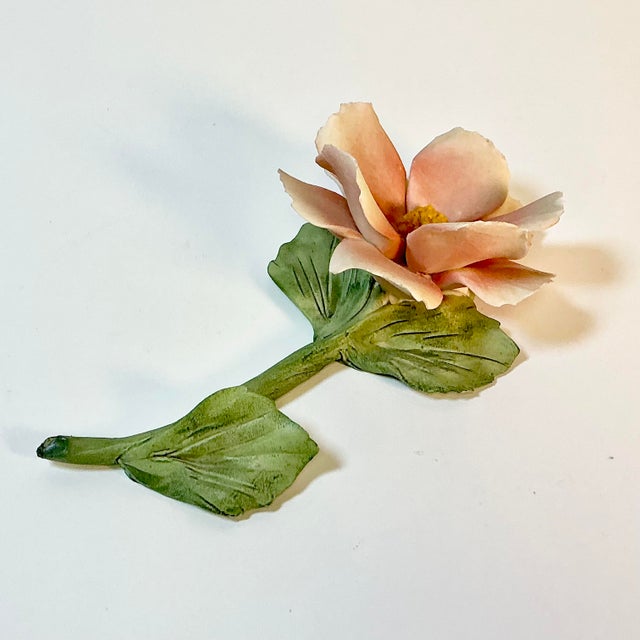 Vintage Italian Boho Chic Capodimonte Porcelain Peach Flora Bloom From Naples For Sale - Image 10 of 17