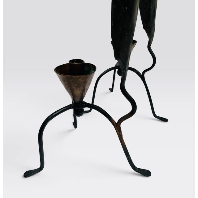 Vintage Copper Wrought Iron Leaf Candle Holder Set For Sale In Chicago - Image 6 of 9
