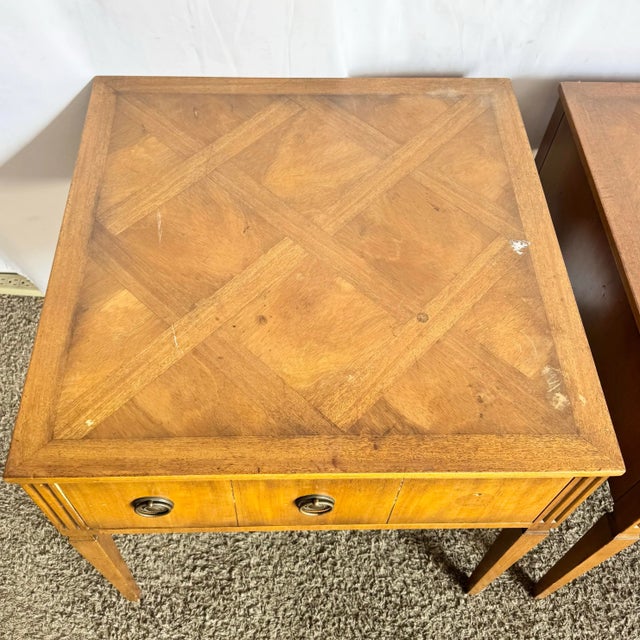 Traditional Kittinger Square Parquetry Top Side Tables - A Pair For Sale - Image 3 of 9