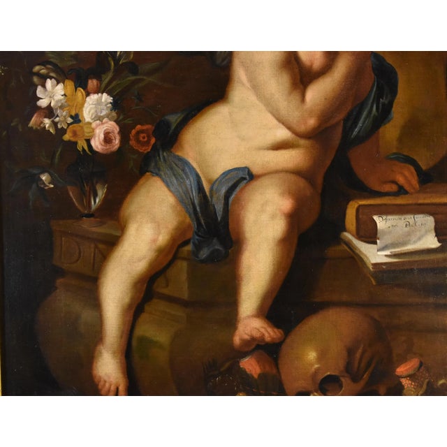 17th Century Erasmus Quellinus II, Allegory of Vanity and Youth, 1660, Oil on Canvas For Sale - Image 5 of 16