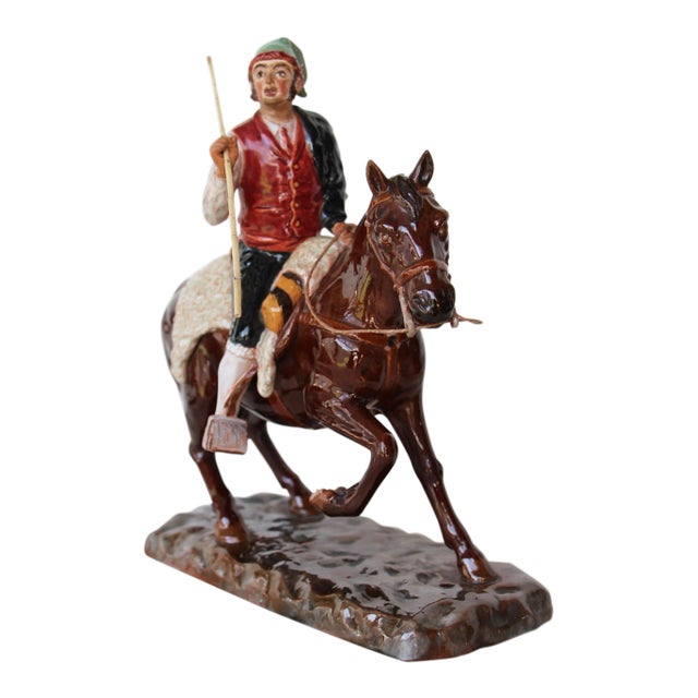 Vintage Bordallo Pinheiro Palissy Ware, Earthenware, Majolica Horseman Figurine For Sale