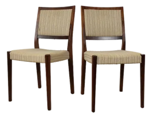 Pair of Scandinavian Modern Dining Chairs With Rosewood Frame and Vintage Upholstery