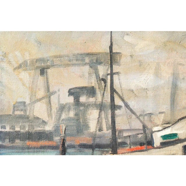 Modern 'Industrial Harbor' by Paula Koloday; 1965, California Modernist Oil For Sale - Image 3 of 8