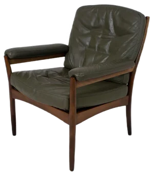 G-Mobel Easy Chair in Green Leather for Göte Möbler, Sweden, 1970s