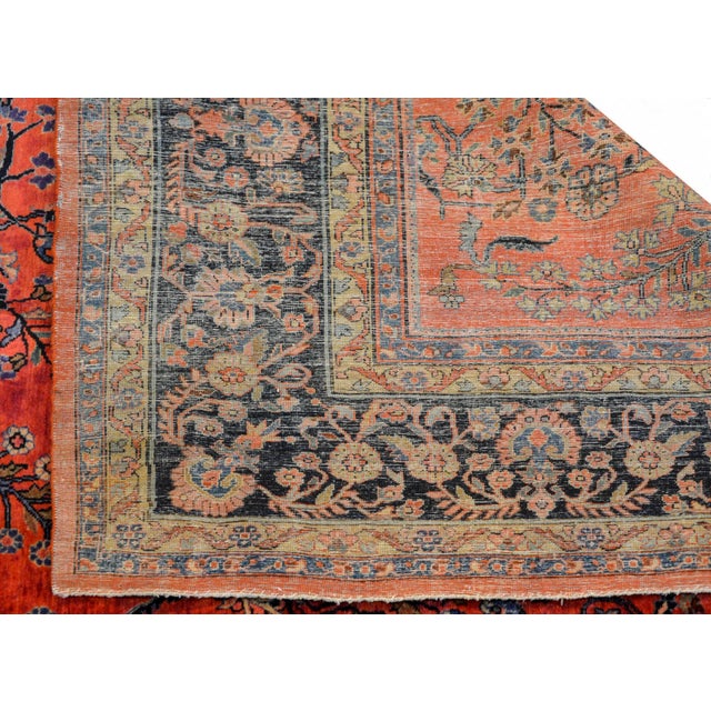 Persimmon Early 20th Century Sarouk Mahajeran Rug For Sale - Image 8 of 9
