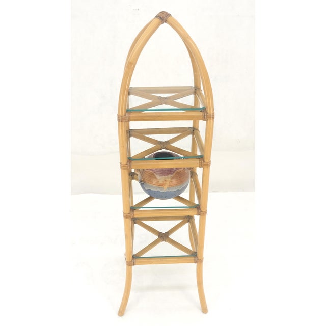Bamboo & Leather Figural 13" Square Profile Dome Shape Etagere MINT For Sale - Image 9 of 13
