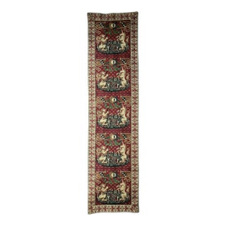Vintage French "Lady and the Unicorn" Tapestry Table Runner - 68" For Sale
