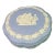 Mid 20th Century Vintage Blue English Wedgwood Jasperware Neoclassical Scene Covered Box For Sale