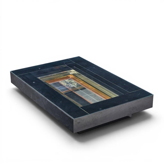 Alain Delon for Maison Jansen Mid Century Brass, Chrome and Lacquered Coffee Table For Sale - Image 9 of 10