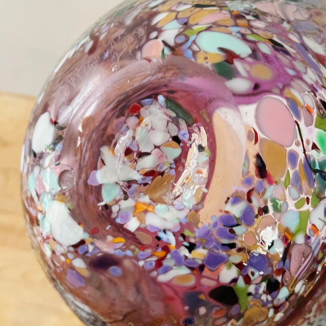 Glass Vibrant Mouth Blown Art Glass Vase in Purple Signed by Artist John Gerletti For Sale - Image 7 of 9