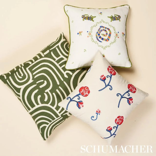 Contemporary Schumacher x Backdrop New Beat 20" Pillow In Olive For Sale - Image 3 of 3
