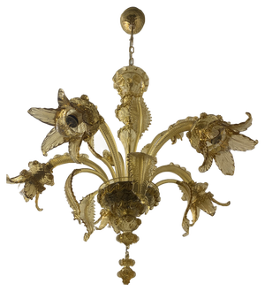 Amber Murano Glass Chandelier with Flowers and Leaves from Simoeng