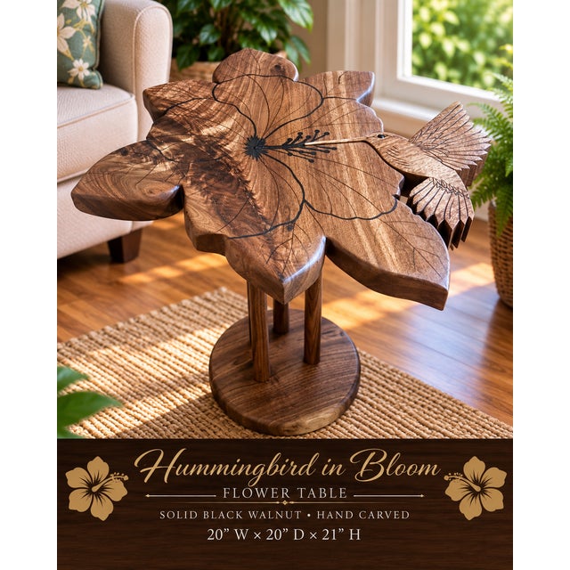 2020s Butterfly Garden — Original Black Walnut Art Table For Sale - Image 5 of 9
