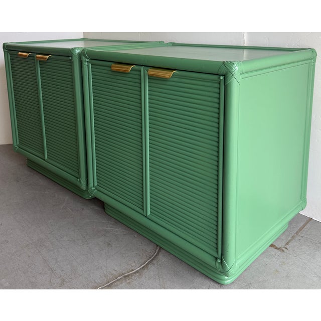 Wood Pair of Green 1970's Campaign Style Nightstands For Sale - Image 7 of 11