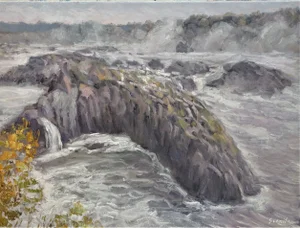 Sean Wu Original Oil Landscape Painting of Potomac River in Maryland