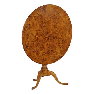 Antique Swedish Burl Wood Tilt-Top Table with Pedestal Base, Early 19th Century For Sale