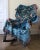 Arts and Crafts Style "Tree of Birds" in Teal Jacquard Woven Throw Blanket For Sale - Image 9 of 11